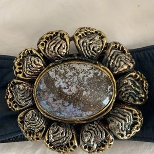 Chunky agate/brass belt buckle